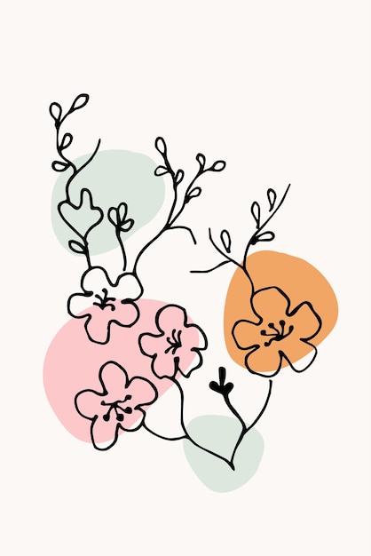 Botanische bloem lijn art poster ontwerp afdruksjabloon