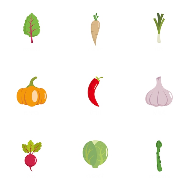 Botanische icon set, vlakke stijl