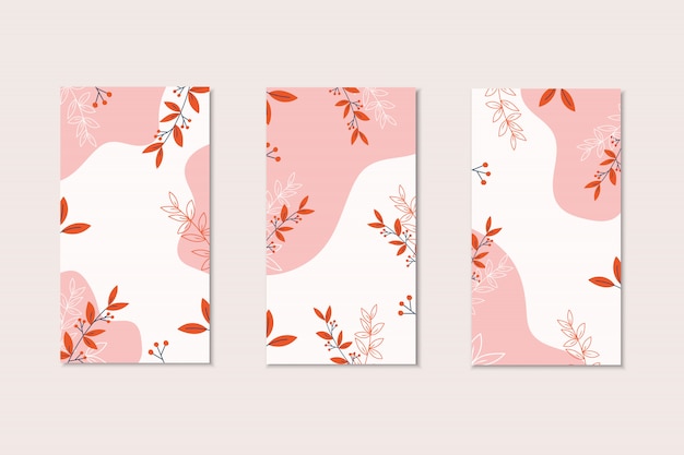 Botanische kaartsjablonen in moderne stijl met kopie ruimte voor tekst. flayer design met bladeren en bloemen. botanische sjablonen voor sociale media.