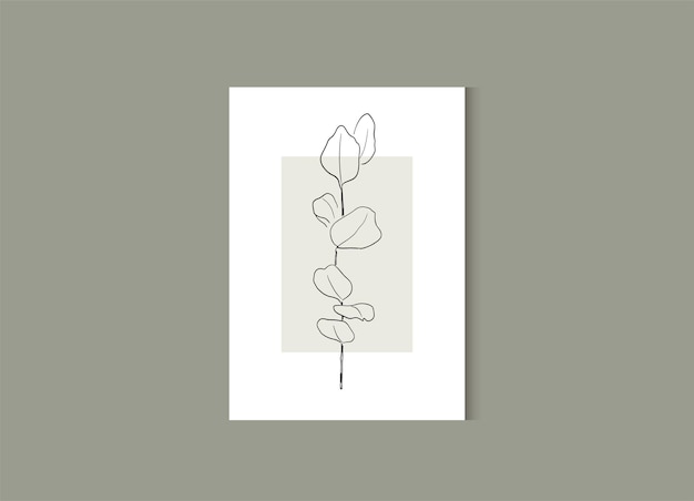 Vector botanische kunst aan de muur floral vector kunst om af te drukken eucalyptus tak moderne lijntekeningen boho gebladerte botanische bladeren