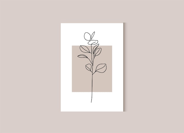 Botanische kunst aan de muur Floral vector kunst om af te drukken Plant tak moderne lijntekeningen Boho gebladerte botanische bladeren