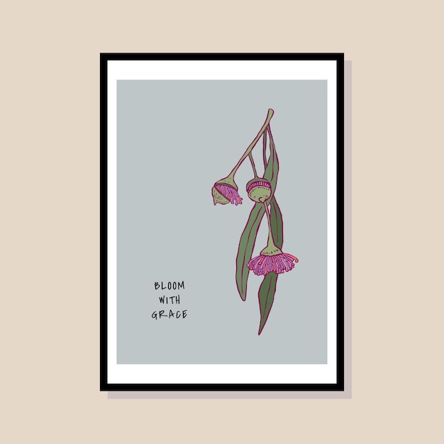 Vector botanische met de hand getekende vectorillustratie in een posterframe-sjabloon