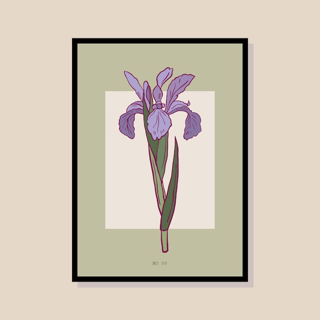 Vector botanische met de hand getekende vectorillustratie in een posterframe-sjabloon