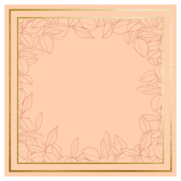 Botanische minimalisme lijntekeningen vector frame met gouden randen