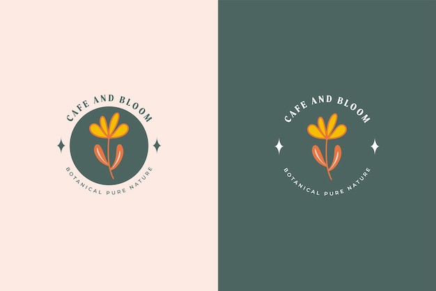 Botanische minimalistische vrouwelijke logo's met organische plantaardige elementen vectorillustratie