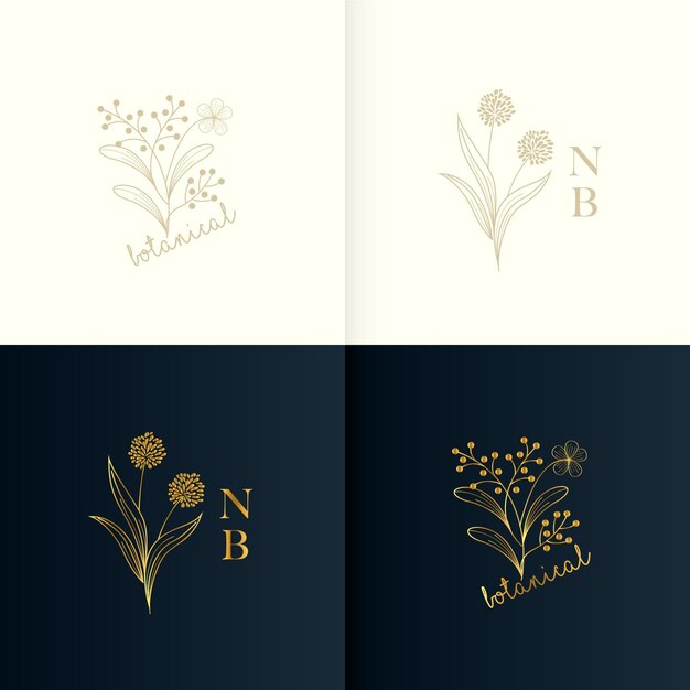 Botanische monogram-logo's in bloemenstijl
