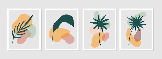 Botanische muur kunst vector decorontwerp met bladeren voor patroon posters uitnodiging wenskaart