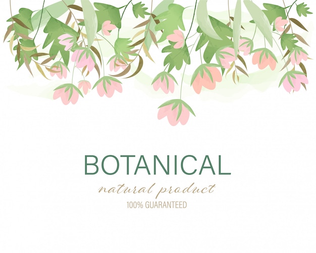 Botanische natuurlijke achtergrond hand getrokken geschilderde aquarel krans floral frame bladeren.