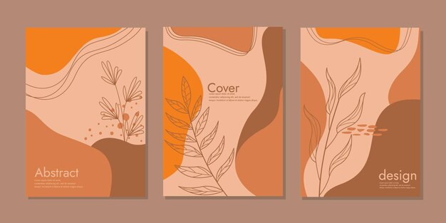 Vector botanische omslag vector set met de hand getekende bloemen sjabloon lijn kunst achtergrond voor notebooks planners