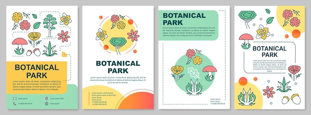 Botanische park brochure sjabloon lay-out. natuurlijk blad. flyer, boekje, folder printontwerp met lineaire illustraties. vectorpaginalay-outs voor tijdschriften, jaarverslagen, reclameposters