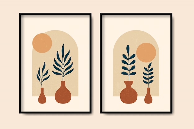 botanische sjabloon hedendaagse kunst in vintage stijl