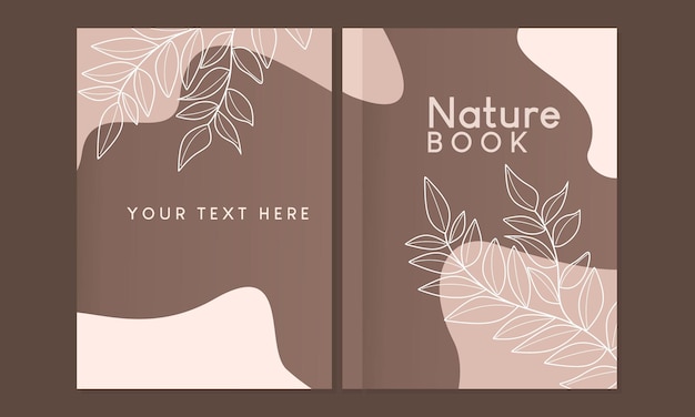 botanische stijl paginaomslag set.abstracte achtergrond met lijntekeningen bladelementen.Voor notebooks,planner