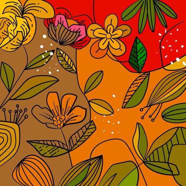 Botanische tropische bladeren en bloemen in jungle bos patroon vectorillustratie voor achtergrond