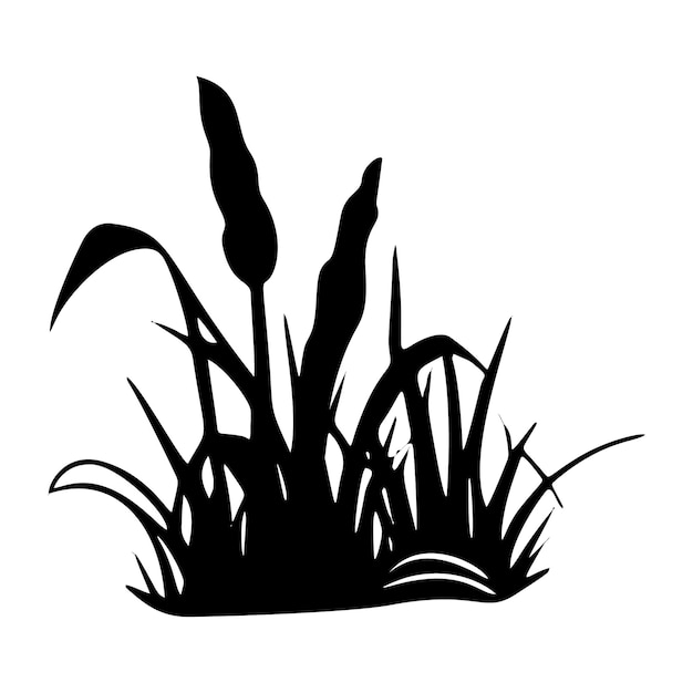 Botanische vectorillustratie van het silhouet van het gras in de natuur