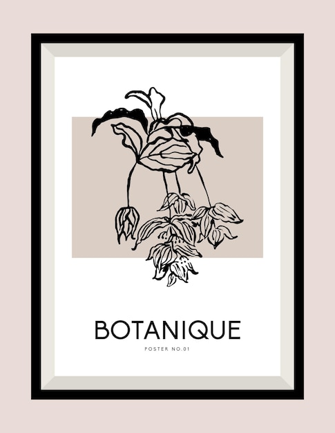 Vector botanische vectorillustratie voor een moderne kunstgalerie