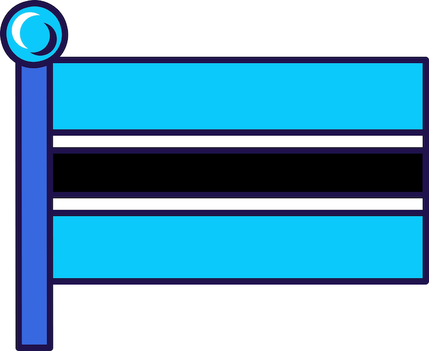 Botswana country nation flag on flagstaff vector