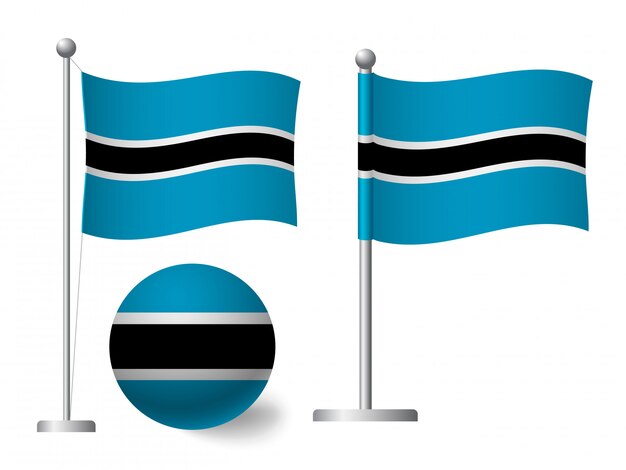 Botswana flag on pole and ball icon