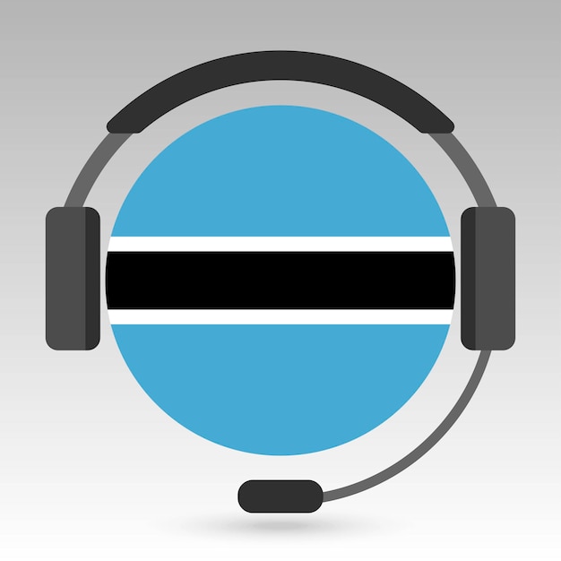 Botswana flag with headphones support sign Vector illustration