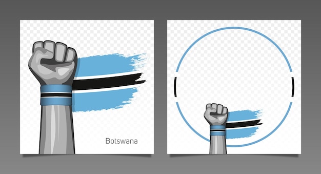 Botswana grunge flag patriotic victory frame banners set hand raised in the air Independence day