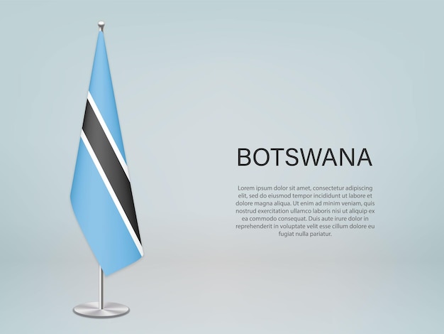 Bandiera sospesa del botswana sul supporto modello per banner per conferenze