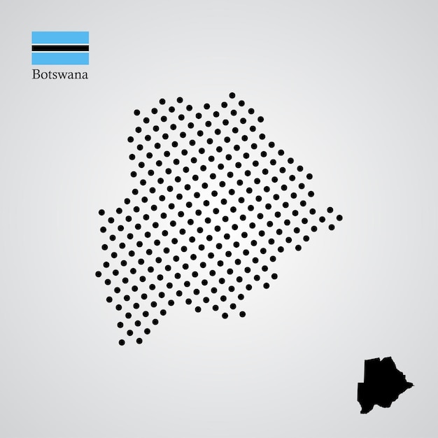 Botswana kaart silhouet halftone stijl