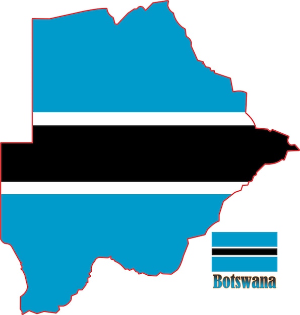 Botswana Map and Flag