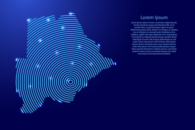 배너 포스터 인사말 카드를 위한 미래 지향적인 동심 파란색 원과 빛나는 별에서 보츠와나 지도