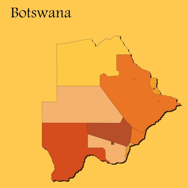 Botswana map vector with regions and cities lines and full every region