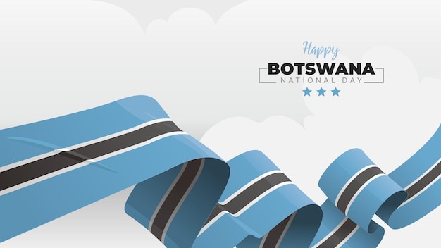 Botswana National Day greeting banner with waving national flag on white cloud vector illustration