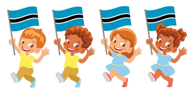 Botswana vlag ter beschikking. Kinderen die vlag houden. Nationale vlag van Botswana