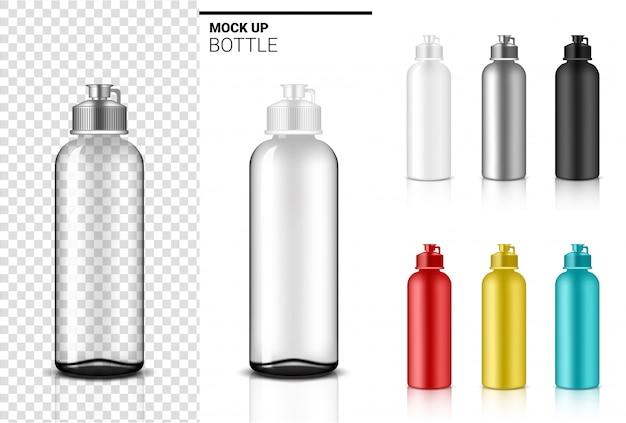 Vector bottle 3d realistic transparent dropper plastic shaker