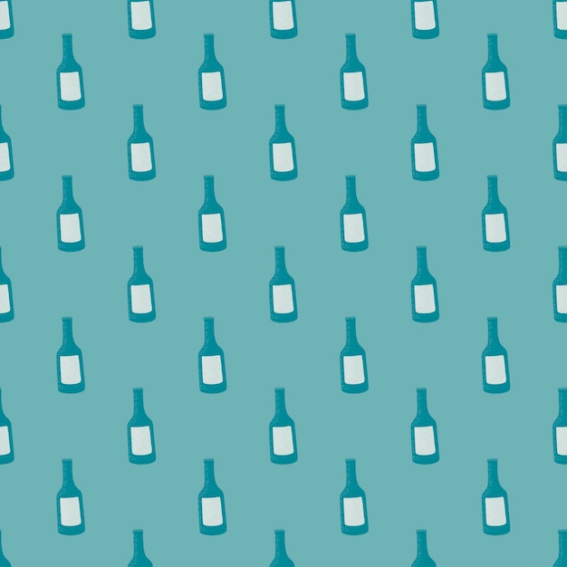 Vector bottle alcohol seamless pattern. hand drawn background for menu. repeated texture in doodle style for fabric, wrapping paper, wallpaper, tissue. vector illustration.