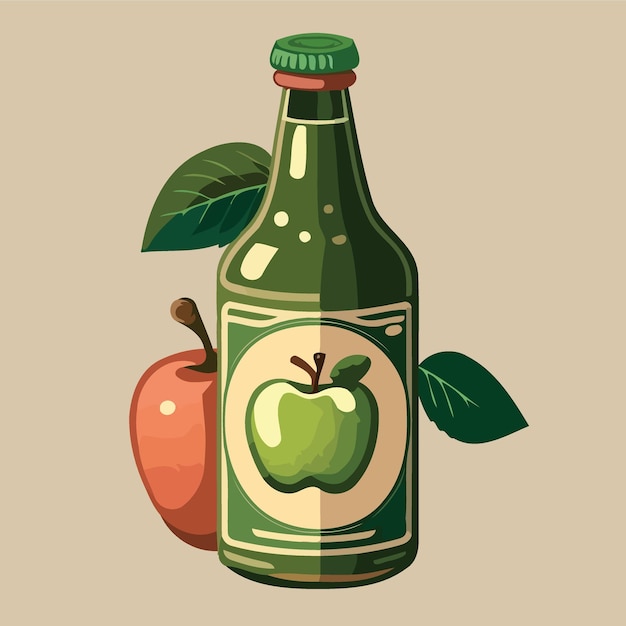 Vector bottle of apple cider drink