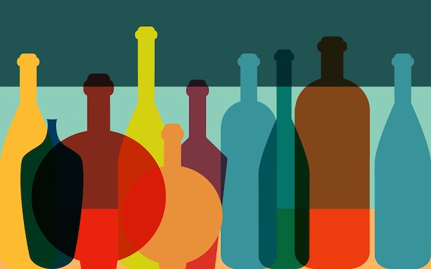 Bottle art background illustration. Vector.