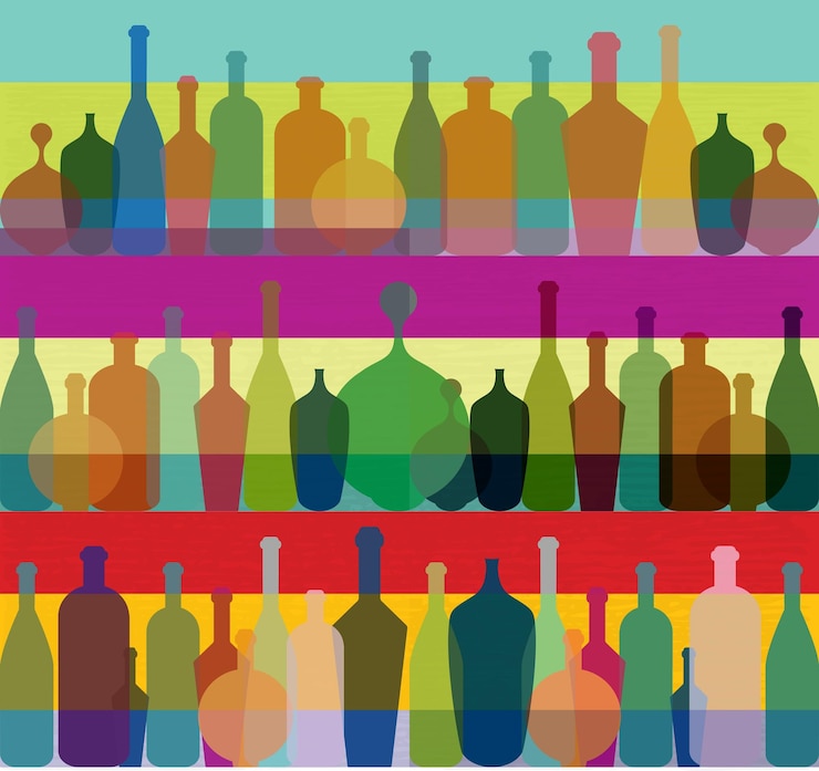 Vector bottle art background illustration. vector.