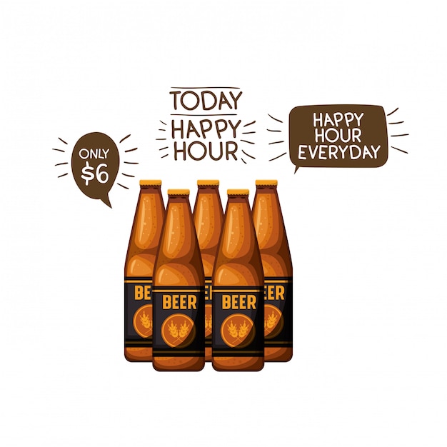 Vector bottle of beer isolated icon