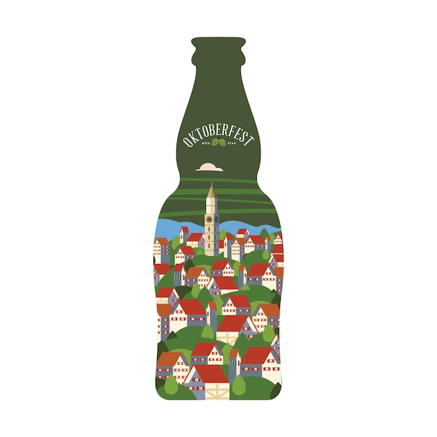 A bottle of beer vector colorful illustration beer festival oktoberfest