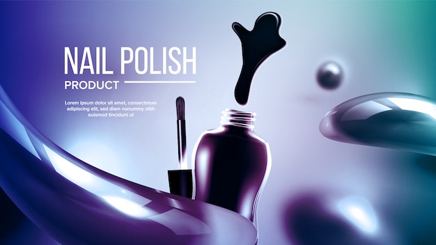 Bottle Of Blue Nail Polish Product Banner