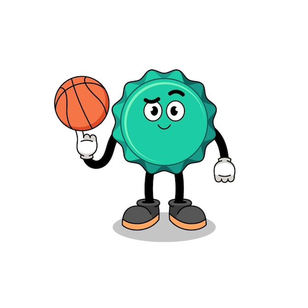 Bottle cap illustration as a basketball player