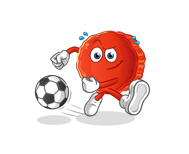 Bottle cap kicking the ball cartoon. cartoon mascot vector