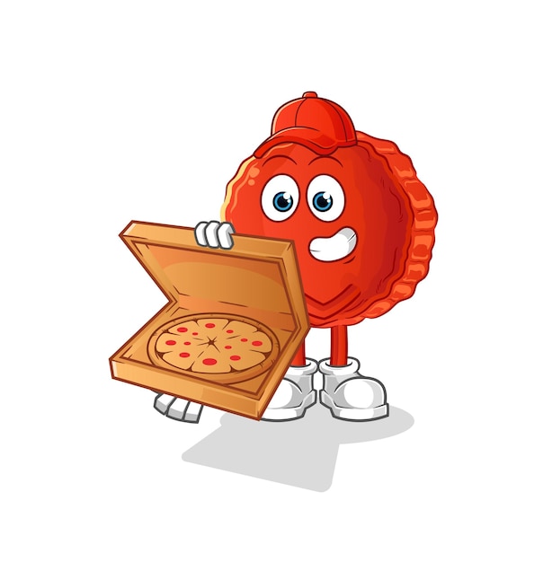 Bottle cap pizza delivery boy vector. cartoon character