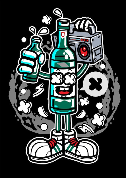 Vector bottle cartoon character