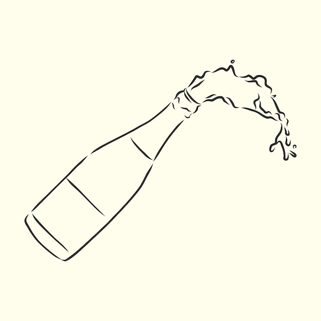 bottle of champagne and glasses of champagne a bottle of champagne vector sketch illustration