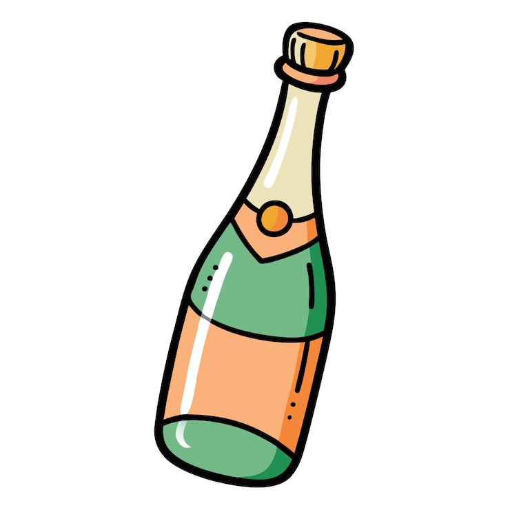 Vector シャンパンのボトル 手描きクリパート ベクトルアートとイラスト