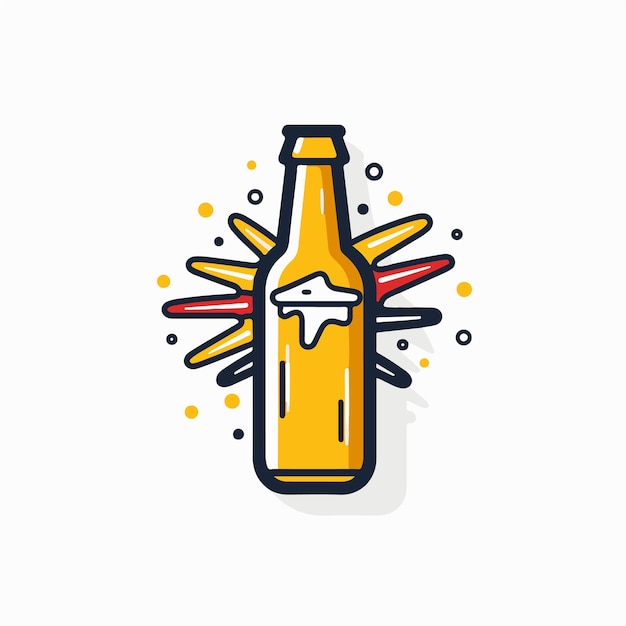 Vector a bottle of cold beer in color line minimalistic logo