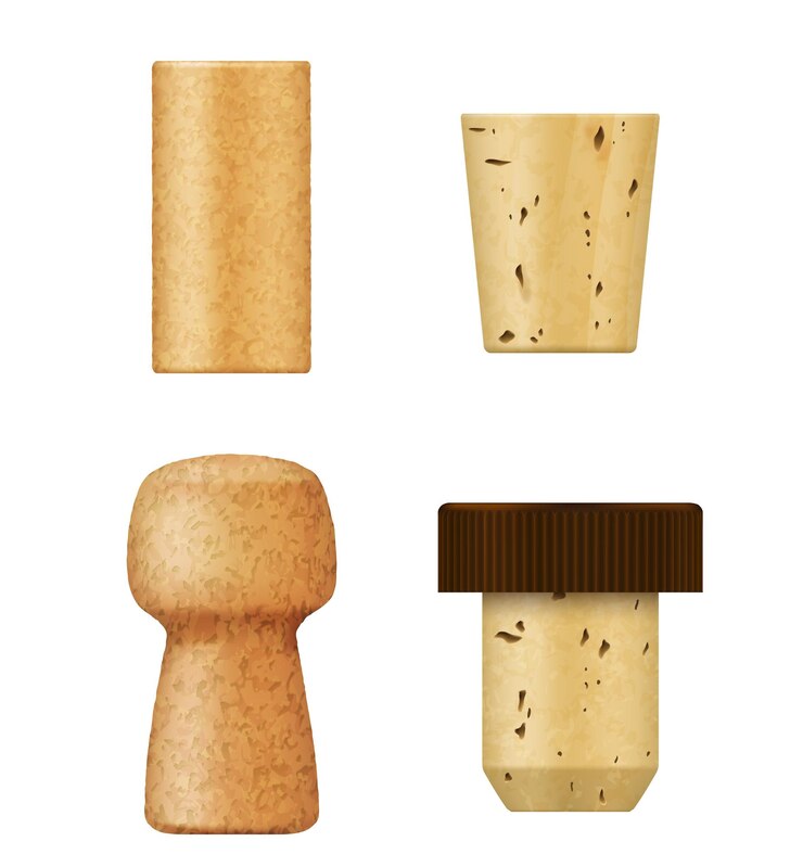 Vector bottle corks and wine stoppers wooden plug caps