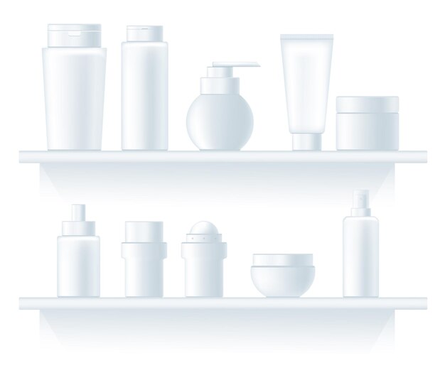 Bottle cosmetic cream on shelf template concept graphic design element illustration