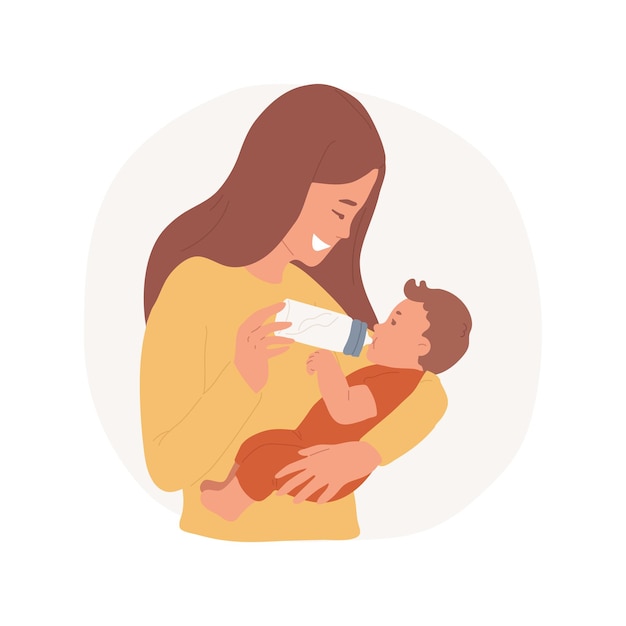 bottle feeding isolated cartoon vector illustration