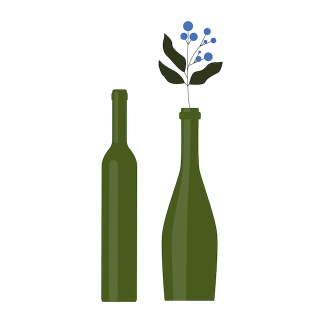 Vector bottle flower minimalist flat