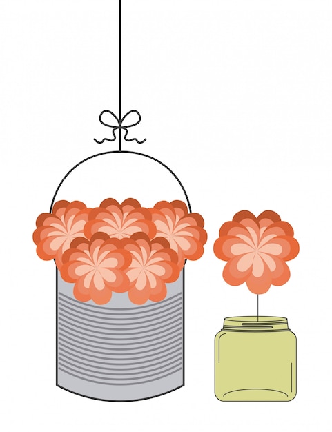 Vector bottle and flower